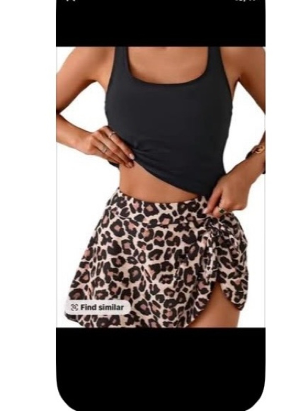 Black Tank Top with Beige & Black Leopard Wrap Skirt